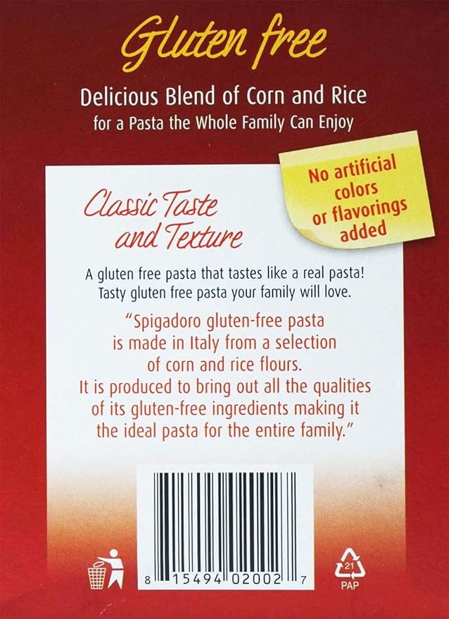 Spigadoro Fusilli Gluten-Free Italian Pasta | 340 Gram | 12 Ounce | Pack of 4