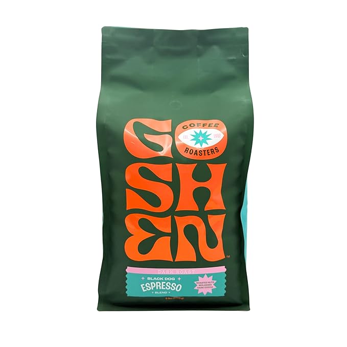 Goshen Coffee Roasters Whole Bean Black Dog Espresso Blend | Dark Roast Espresso or Brewed | Award-Winning Natural and Washed | Roasted Nuts Molasses Dark Cocoa Flavors | 2 Lb Bag