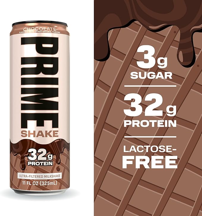 PRIME Shakes Chocolate 32g Protein Shake for Muscle Support &amp Recovery Ultra-Filtered Milk Lactose Free Low Sugar Low Calorie Ready to Drink 11 fl oz 12 Pack