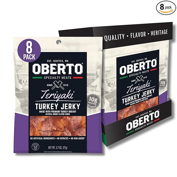 Oberto Specialty Meats Teriyaki Turkey Jerky 2.7 Ounce (Pack of 8)