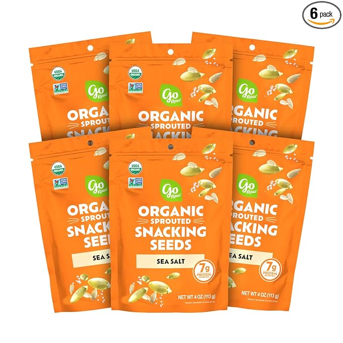 Go Raw Organic Sprouted Sea Salt Sprouted Snacking Seeds 4 oz 6 Pack Pumpkin &amp Sunflower Seeds Keto Kosher