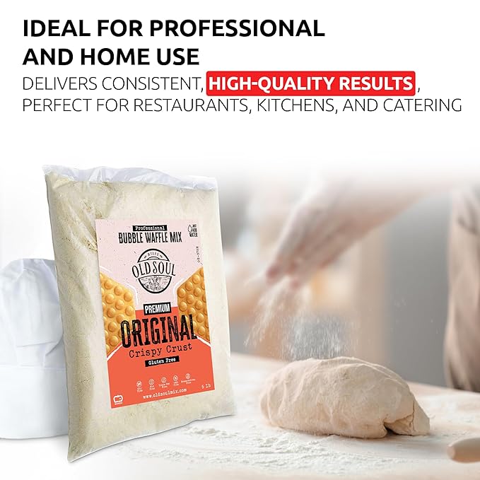 OldSoul Baking Mix | Dough Mix | Bubble Waffle Batter Mix | Original Flavor | GLUTEN FREE | 5 Lbs | 28 Big Waffles (5 Lbs Gluten Free)