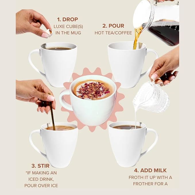 Tea Latte Sampler Kit by Teaspressa – 4 Signature Organic Tea Blends + 4 Luxe Sugar Cubes – Make at Home - Manhattan Black Earl Grey Green &amp Rooibos Tea – Salted Caramel Vanilla London Fog &am