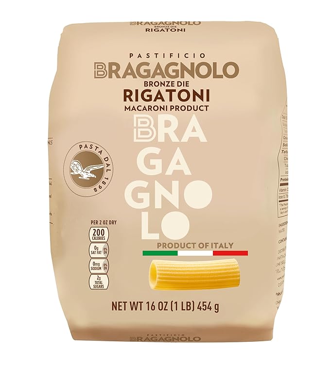 Sample Pack 2(Pastificio Bragagnolo) 1 Pound Bag of Spaghettoni 805 1 Pound Bag of Rigatoni 843 1 Pound Linguine 811 Bronze-Drawn 100% Italian Pasta Made with Durum Wheat Semolina Flour Non GMO