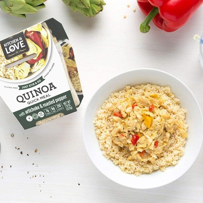 Kitchen &amp Love Artichoke &amp Roasted Peppers Quinoa Quick Meal 6-Pack | Vegan Gluten-Free Ready-to-Eat No Refrigeration Required