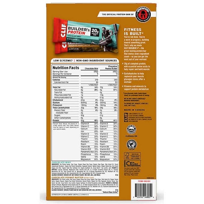 Clif Builder's Chocolate Protein Bar 2.4 oz. 18 Bars/Box (220-00543)