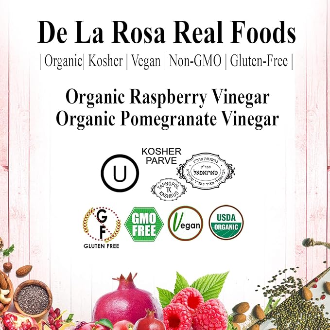 De La Rosa Extra Virgin Olive Oil Balsamic &amp White Balsamic Vinegar 100% Pure Raw &amp Unfiltered Vegan Kosher &amp Gluten Free Great for Salad Dressings Marinades &amp More 16.9 Oz (Pac