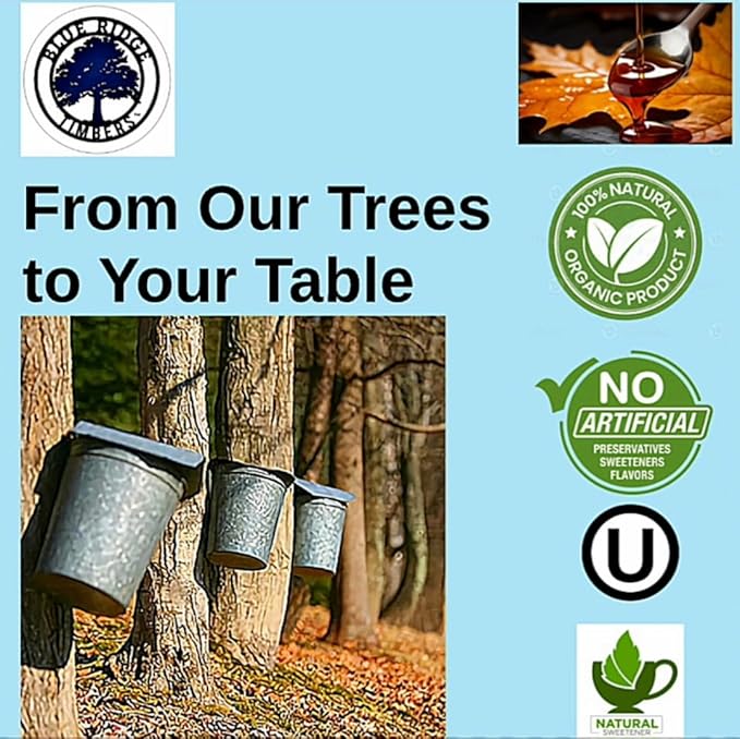 BLUE RIDGE TIMBERS Pure Grade A Maple Syrup 100% Natural Organic USA Harvested from our trees to your kitchen table