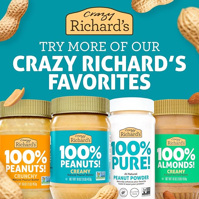 Crazy Richard's 100% All-Natural Creamy Dry Roasted Almond Butter with No Added Sugar and Non-GMO (16 Ounce Pack of 2)