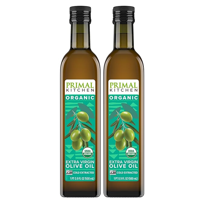 Primal Kitchen Organic Extra Virgin Olive Oil NAOOA Certified for quality and purity 16.9 Fluid Ounces Pack of 2