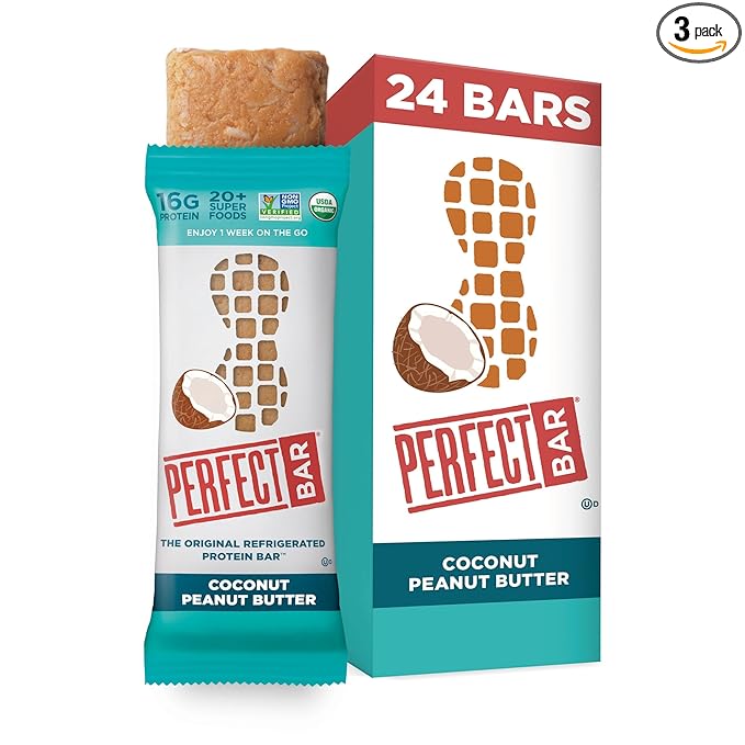Perfect Bar Original Refrigerated Protein Bar Coconut Peanut Butter 2.5 Ounce Bar 8 Count (Pack of 3)