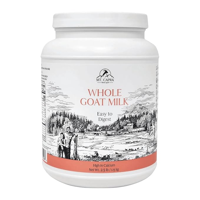 Mt. Capra Whole Goat Milk | Powder from Non-GMO Grass-Fed Goats Creamy Great Tasting Easy to Digest A2 Milk | 40 Servings - 2.5 Pounds
