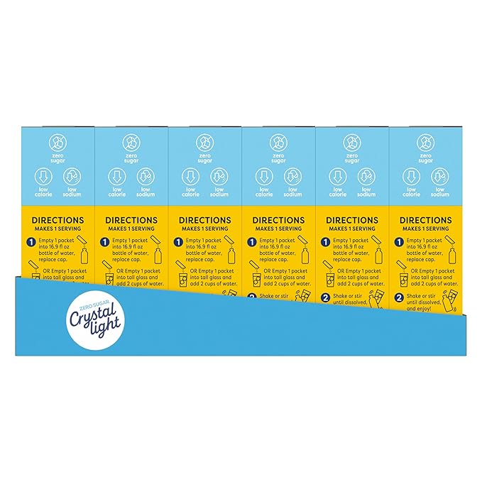 Crystal Light Drink Mix 120 Packets for Convenient On-the-Go Flavorful Hydration Lemonade Natural Flavor with other natural flavor Zero Sugar 0.14 oz each