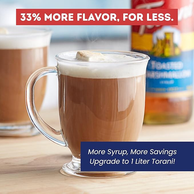 Torani Toasted Marshmallow Syrup 1 Liter Bottle with Pump Dispenser – Rich Coffee Flavoring Made with Pure Cane Sugar &amp Natural Flavors – Perfect for Lattes Desserts &amp Beverages