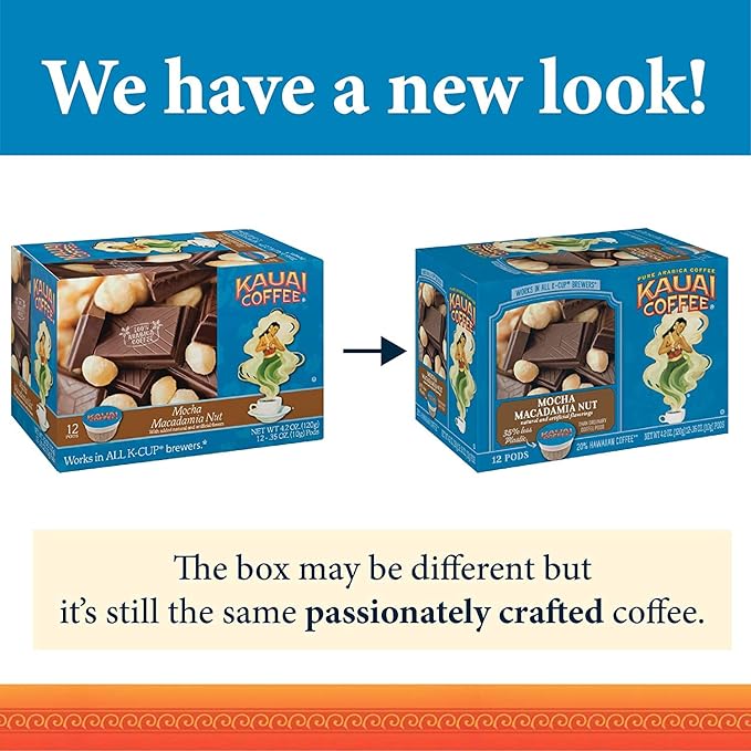 Kauai Coffee Single Serve Pods Mocha Macadamia Nut - Arabica Coffee from Hawaii's Largest Coffee Grower Keurig-Compatible Cups (36 Count)