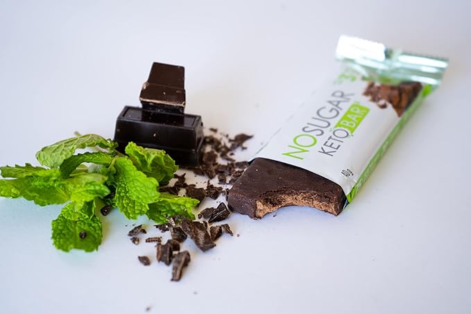No Sugar Keto Bar Snack - Low Carb No Sugar Keto Snack Food with Keto Friendly Macros (12 x 1.41oz Bars Chocolate Mint)