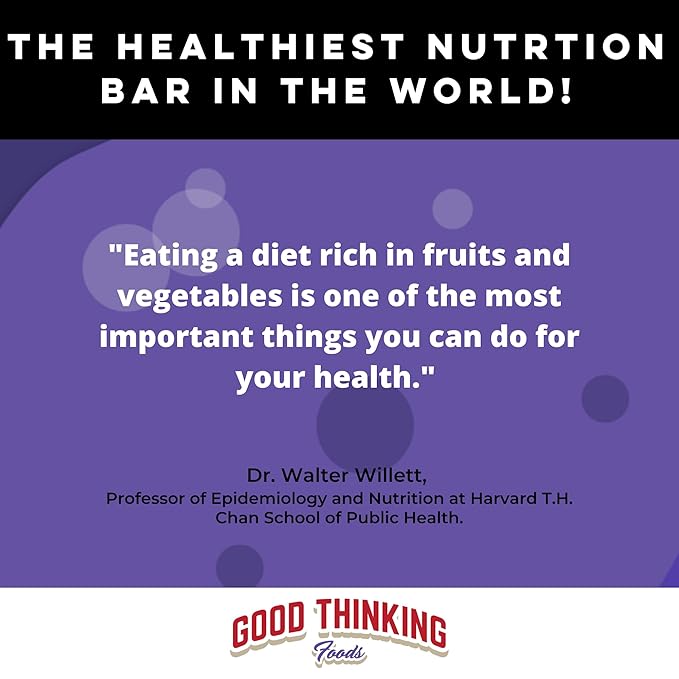 Good Thinking Foods Fruit &amp Veggie Bars-Blueberry Almond | Vegetarian High Fiber (12g) Whole Food Bar Organic Fruit Real Vegetables Healthy Fats Antioxidants No Added Sugar Great Tasting