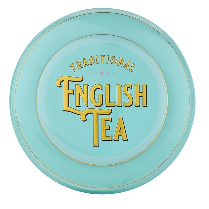 New English Teas Vintage Victorian Tea Tin with 240 English Breakfast Teabags for Tea Lovers Forget Me Not Florals &amp Classic Tea Set Design