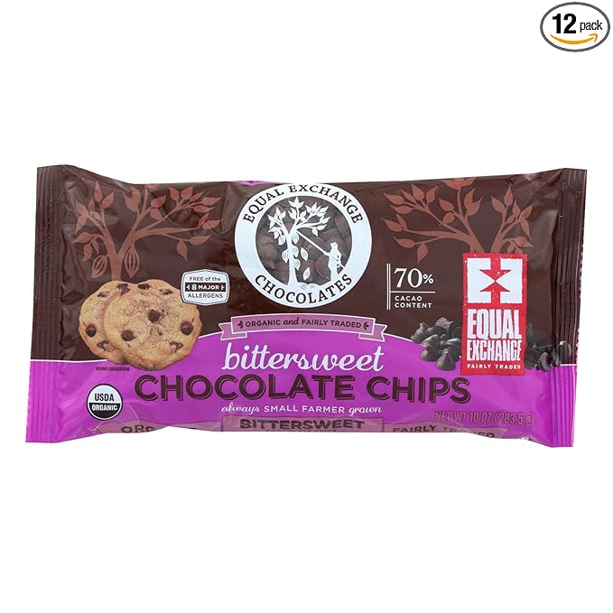 Equal Exchange Organic Bittersweet Chocolate Chips 10 Ounce (Pack of 12)