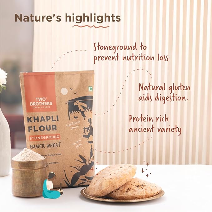 Two Brothers Organic Farms Khapli Atta (Emmer Long Wheat Flour) Stoneground - 10Kg