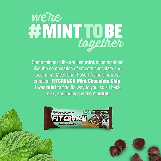 FITCRUNCH Snack Size Protein Bars 6-Layer Baked Bar 3g of Sugar Gluten Free &amp Soft Cake Core (9 Bars Mint Chocolate Chip)