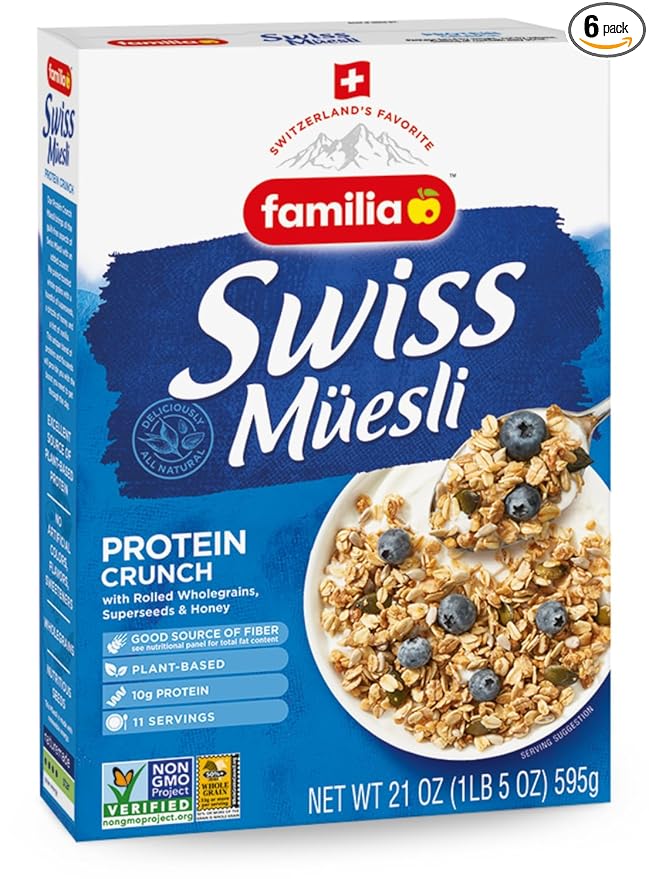 Familia Swiss Protein Crunch Muesli 21 oz (Pack of 6)