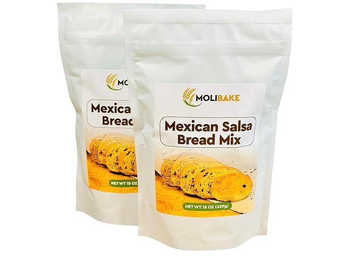 Molibake Mexican Salsa Bread Mix – Pack of 2 – Premium Artisan Bread Mix for Bread Machine and Oven – 15 oz – All-Natural Gourmet Blend with Tomato Jalapeño Bell Pepper Onion Garlic &amp Cilantro