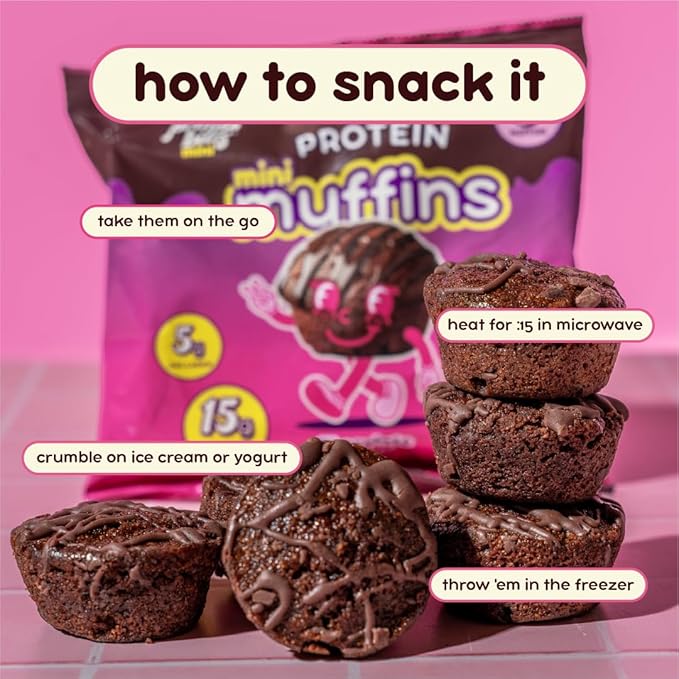 Prime Bites Minis - High Protein Muffin (12 Per Box Chocolate Fudge) - 15g of Protein 5g of Collagen Gluten Free Low Sugar Treat Delicious Protein Snack