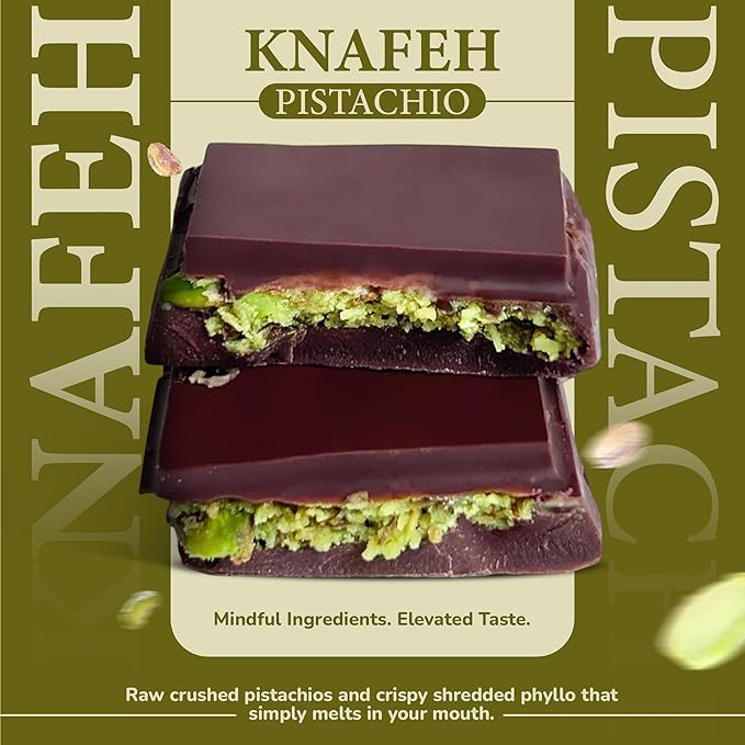 Rawmantic Dubai Chocolate Knafeh Pistachio (6.7oz/190g) – Plant-Based Vegan Made From Dairy-Free Dark Chocolate Cacao Butter Pistachios &amp More No Artificial Flavors Non-GMO &amp Kosher