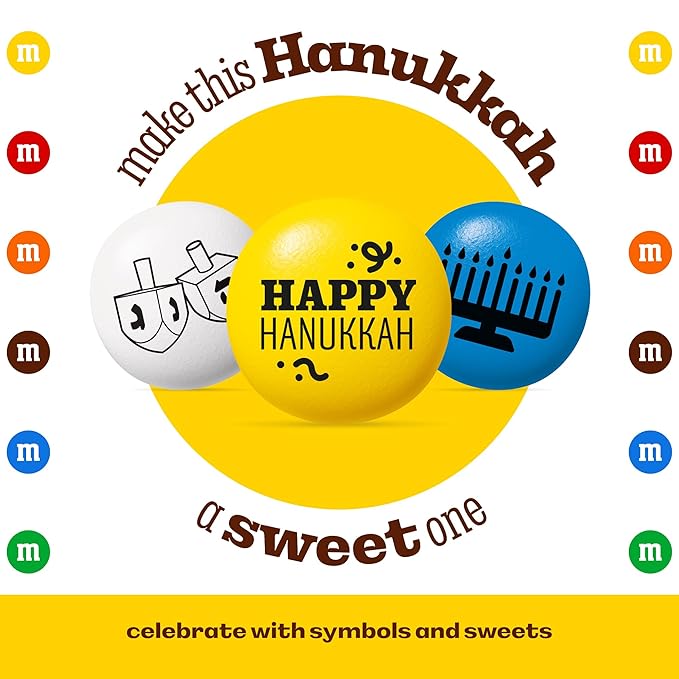M&ampM’S WORLD Hanukkah Milk Chocolate Candy - 2 Pounds of Bulk Candy With Hanukkah Designs for Gifts Party Favors Holiday Celebrations and More Kosher Certified