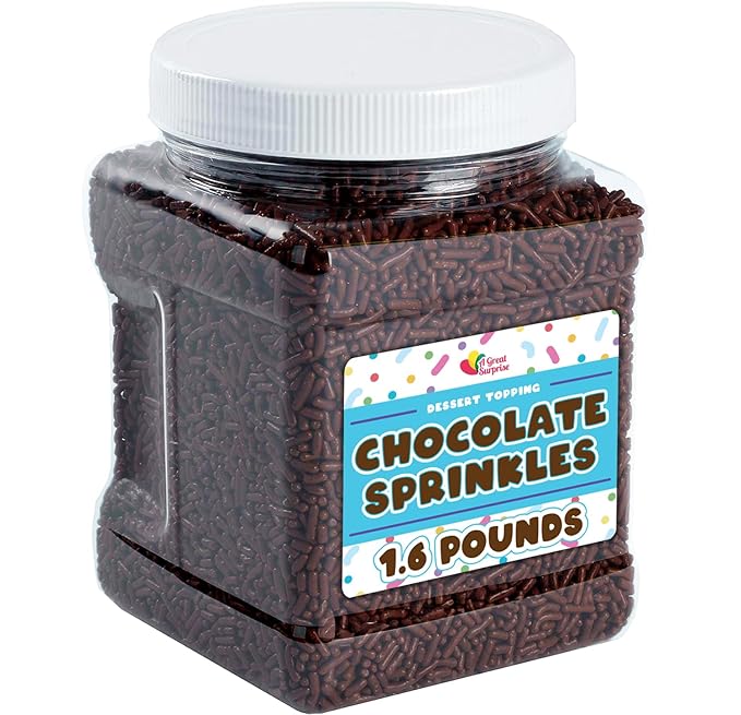 Chocolate Sprinkles - 1.6 Pounds - Brown Jimmies - Chocolate Football Sprinkles for Ice Cream Cake Decorating Cookies Cupcakes Brownies
