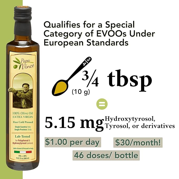 Papa Vince Olive Oil Extra Virgin - First Cold Press Family Harvest 2024/25 Polyphenol Rich Subtle Peppery Finish Unrefined High in Monounsaturated Fat No Pesticides No GMO Sicily Italy