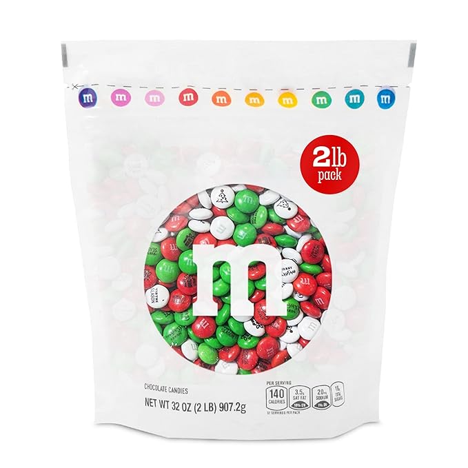 M&ampM’S WORLD Christmas Milk Chocolate Candy - 2 Pounds of Holiday Color Chocolate Bulk For Christmas Candy Bags Decorations and More