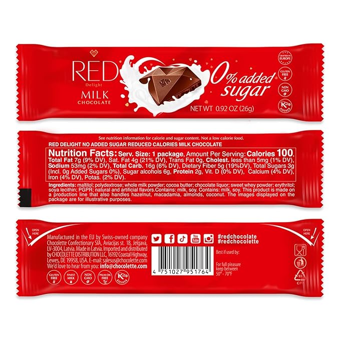 RED Delight®™ Milk Chocolate 12 Count Box of Grab N Go Travel Size Bars (0.92 Ounces Each) with a 14 Plush Teddy Bear (1 Box - Total of 12 Bars + 14 Plush Teddy Bear)