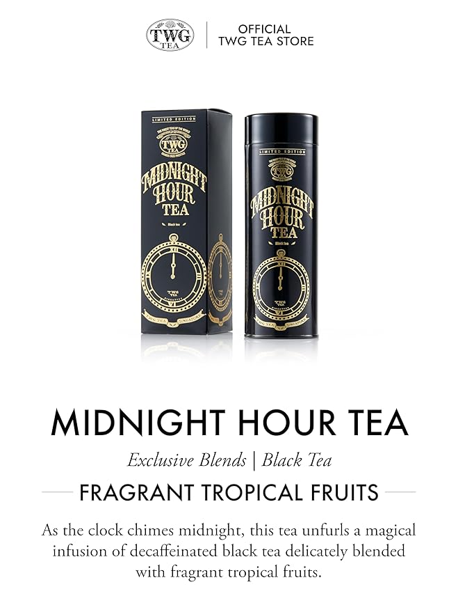 TWG Tea | Midnight Hour Tea | Black Tea | Lemongrass &amp Tropical Fruits | Haute Couture Tin 100g | Gift Set