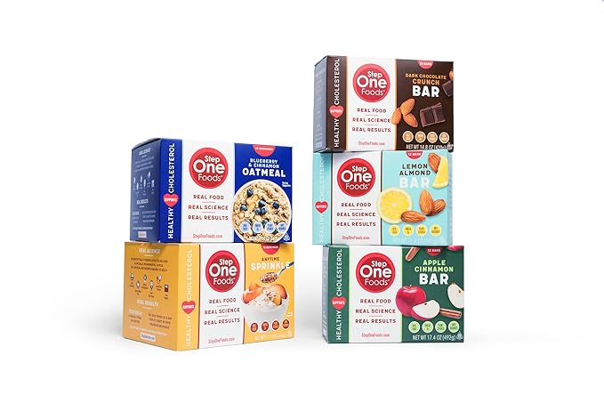Step One Foods Apple Cinnamon Bars Heart Healthy Snack Plant Sterols Omega 3's and Dietary Fiber Gluten Free Non-GMO Vegan Fruit and Nut Granola Bars (12 Pack)