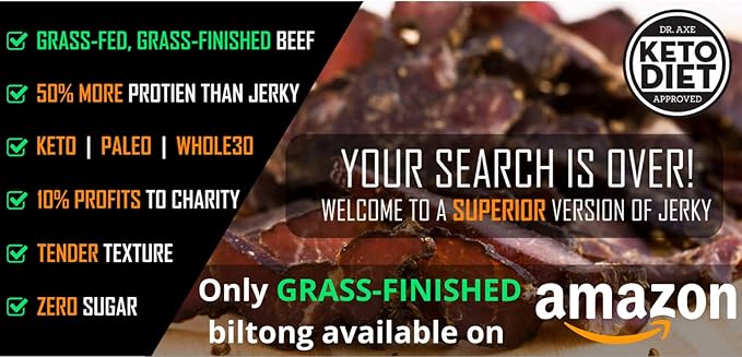 Boma Biltong Slab (Garlic &amp Herb) - Air-Dried Grass Fed Grass Finished Beef Jerky Snack | Keto Paleo Whole30 Friendly Carnivore Diet | Charcuterie South African Beef Jerky Gluten Free Soy F