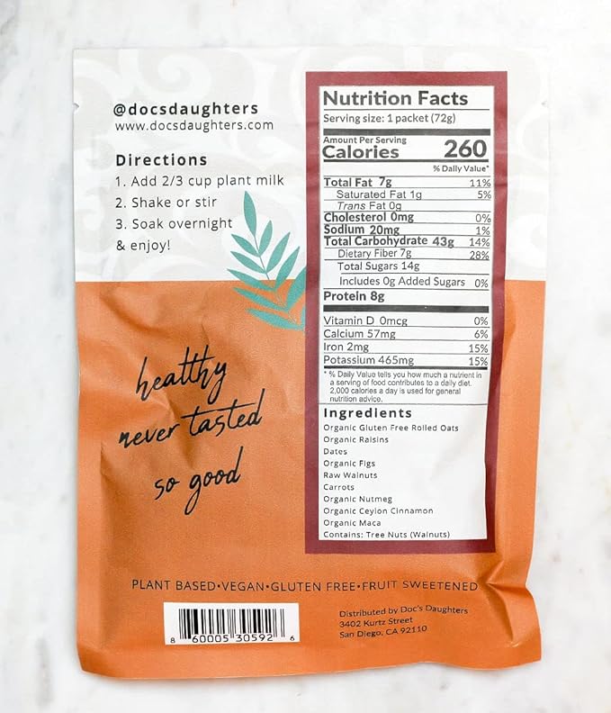 Doc's Daughters Superfood Overnight Oats - Carrot Cake (6 Pack)