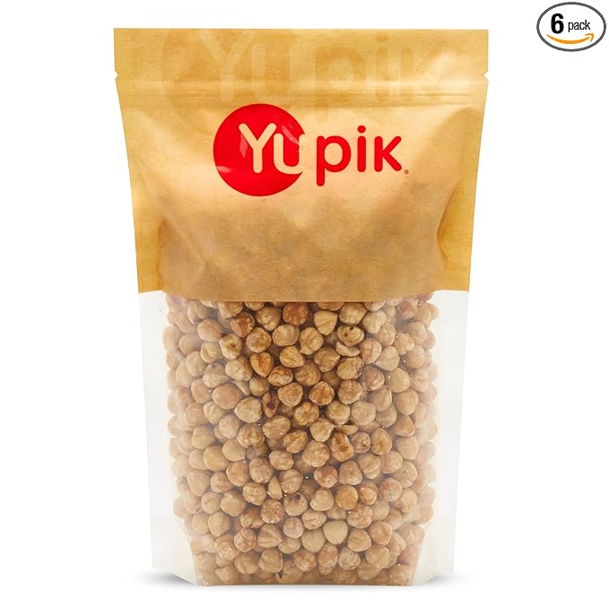 Yupik Dry Roasted Unsalted Hazelnuts 2.2 lb (35.2 oz) Pack of 6 Gluten-Free Kosher Vegan Filberts Unsalted Oil-Free Crunchy Nuts Source of Fiber &amp Iron Healthy Snacks
