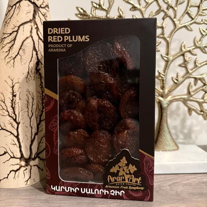 DRIED RED PLUMS (14.11oz) – Premium Sun-Dried Armenian Plums | 100% Natural No Sugar Added | Healthy &amp Delicious Fruit Snack