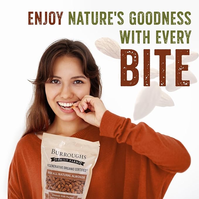 Burroughs Family Farms 3 lb USDA Organic Raw Almonds – First Regenerative Organic Certified Farm – Gluten-Free Non-GMO Vegan Paleo &amp Keto-Friendly Almond Nuts – High in Protein &amp Nutrients