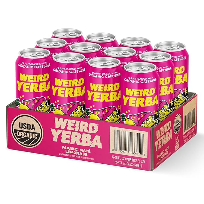 Drink Weird Organic Magic Mate Lemonade Yerba Mate – 16oz Cans 160mg Organic Caffeine (Pack of 12) A Refreshing Energy Drink Alternative