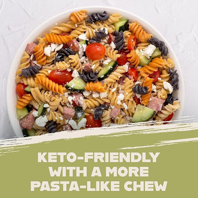 Care Free Kitchen Keto Rotini Pasta – Plain 3-Pack (8 oz. Bags) &amp Sundried Tomato (12 oz. Bag) – High Protein Low Carb Pasta with 20g Protein 2g Net Carbs &amp 26g Fiber – Low Calorie Keto Noodl