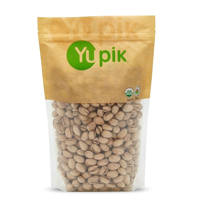 Yupik Organic Dry Roasted Salted Pistachios In Shell 2.2 lb (35.2 oz) Gluten-Free Kosher Non-GMO Vegan Crunchy Nuts Lightly Salted Oil-Free Source of Fiber Protein Nuts Healthy Snacks