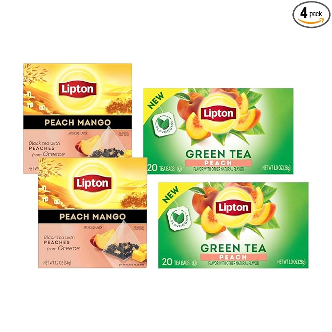 Lipton Peach Green Tea &amp Peach Mango Black Tea 20 CT (2ea) (Variety Pack)