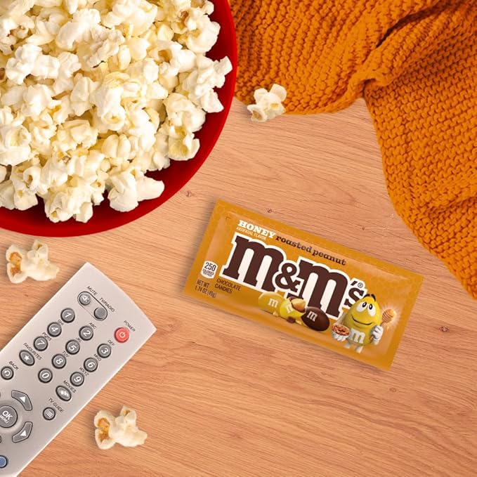 M&ampM'S Honey Roasted Peanut Milk Chocolate Candy Full Size Salty and Sweet Nutty On the Go Snack 1.74 oz Pack