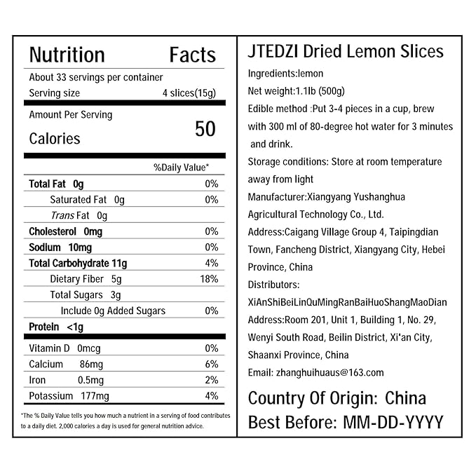 JTEDZI Dried Lemon Slices 17.63oz/500g 240+ Slices Dehydrated Lemon for Cocktail Garnish Cake Decoration Crafts Decor No Sugar Added Vegan &amp Kosher