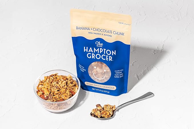 The Hampton Grocer Banana &amp Chocolate Chunk Granola 3 pack - Gluten-Free Dairy-Free Made with Real Bananas Walnuts &amp Maple Syrup - Crunchy Small-Batch 8oz