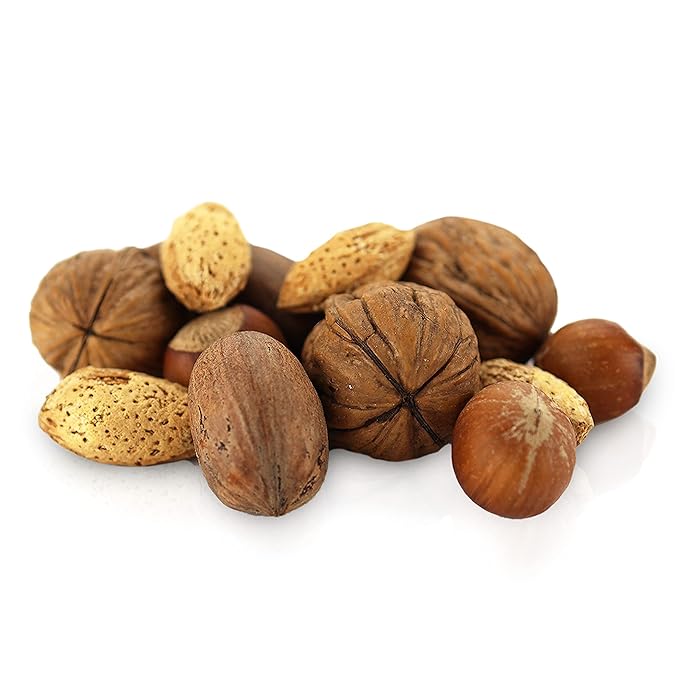 Anna and Sarah Premium Mixed Nuts in Shell California Jumbo Chandler Walnuts Extra Large Pecans California Almonds Large Oregon Hazelnuts (NO BRAZIL NUT) 6 Lbs
