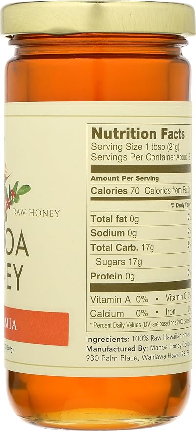 Manoa Honey Company Macadamia Nut Honey 12 Ounce